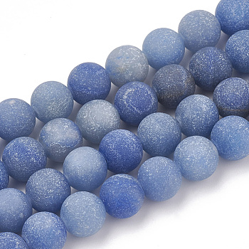 Natural Blue Aventurine Beads Strands, Frosted, Grade A, Round, 6mm, Hole: 1mm, about 63pcs/strand, 15.5 inch