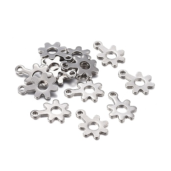 201 Stainless Steel Charms, Hollow, Laser Cut, Flower, Stainless Steel Color, 11x8x0.7mm, Hole: 1.2mm