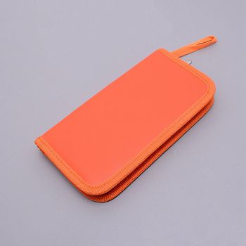 PU Leather Tools Stroage Bag, with Zipper, Rectangle, Orange Red, 9-1/8x4-1/2 inch(23x11.5cm)
