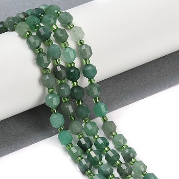 Natural Green Aventurine Beads Strands, Faceted, Bicone, Double Terminated Point Prism Beads, 7x6mm, Hole: 1mm, about 41pcs/strand, 14.96''(38cm)