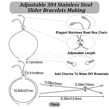 10Pcs 304 Stainless Steel Slider Bracelet/Bolo Bracelets Making(STAS-BBC0004-66)-2