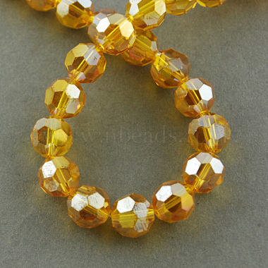 4mm DarkGoldenrod Round Electroplate Glass Beads