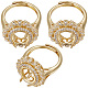 3Pcs Adjustable Brass Micro Pave Clear Cubic Zirconia Finger Ring Components(ZIRC-BBC0001-94)-1