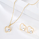 Conjunto de joyas de corazón de circonita cúbica transparente con perla de imitación de plástico(ZC3739-1)-3