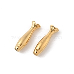 304 Stainless Steel Beads, Ion Plating(IP), Fish, Real 18K Gold Plated, 16.5x5x4.5mm, Hole: 1mm(STAS-F320-15A-G)