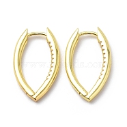 Clear Cubic Zirconia Horse Eye Hoop Earrings, Brass Jewelry for Women, Real 18K Gold Plated, 29.5x16x2.5mm, Pin: 1mm(EJEW-G333-03G)