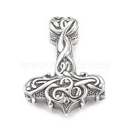 304 Stainless Steel Pendants, Thor's Hammer, Antique Silver, 44x32.5x11.5mm, Hole: 5.5mm(STAS-G303-10AS)