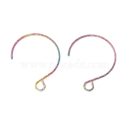 Rainbow Color Ion Plating(IP) 316 Surgical Stainless Steel Earring Hooks, with Horizontal Loops, 23.5x18mm, Hole: 3x2.6mm, 22 Gauge, Pin: 0.6mm(STAS-D183-03M-01)