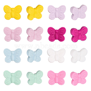 16Pcs 8 Colors Food Grade Eco-Friendly Silicone Beads, Chewing Beads For Teethers, DIY Nursing Necklaces Making, Butterfly, Mixed Color, 20x25x6mm, Hole: 2mm, 2pcs/color(SIL-CA0002-55)