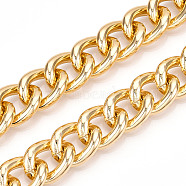 Aluminum Curb Chains, Unwelded, Light Gold, 20.5x16x4.5mm(CHA-N003-19KCG)