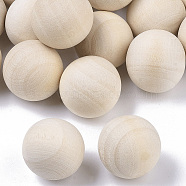 Unfinished Wood Beads, Natural Wooden Loose Beads Spacer Beads, No Hole/Undrilled, Round, Antique White, 19~20mm(X-WOOD-T014-20mm)