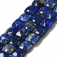Natural Lapis Lazuli Beads Strands, Faceted, Square, 10x10x6mm, Hole: 0.9~1mm, about 19~20pcs/strand, 7.09~7.48 inch(18~19cm)(G-G980-08)