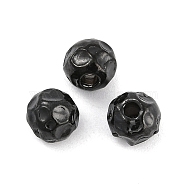 Textured 316 Surgical Stainless Steel Beads, Round, Black, 6mm, Hole: 1.5mm(STAS-M106-01A-EB)