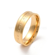 Ion Plating(IP) 304 Stainless Steel Finger Ring, Wind Band Ring, Real 18K Gold Plated, 6mm,US Size 7(17.3mm)(RJEW-C071-05G)