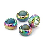 Ion Plating(IP) Frosted 201 Stainless Steel European Beads, Rondelle, Rainbow Color, 8x4mm, Hole: 5mm(STAS-B020-13M)