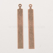 Metal Tags, Brass Stamping Blank Tag Pendants, Rectangle, Red Copper, 67x7x0.5mm, Hole: 2mm(X-KK-N0001-06R)