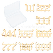 Stainless Seel Pendants, Number 1~9, Golden, 11.5~12x15~22x1mm, Hole: 1.4mm, 9pcs/box(STAS-SC0003-07)