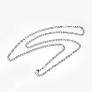 304 Stainless Steel Necklaces, with Clasps, Wheat Chain Necklaces, Stainless Steel Color, 27.63 inch(70.1cm), 3.8mm(NJEW-D281-18)