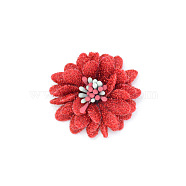 Non-Woven Fabric Flowers,  with Glitter Powder, for DIY Headbands Flower, Clothing, Shoes, Hats Accessories, Red, 40x45x20mm(DIY-WH0199-70H)