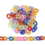 Imitation Jelly Acrylic Linking Rings, Quick Link Connectors, for Curb Chains Making, Twist, Mixed Color, 23x17x4.5mm, Inner Diameter: 13.5x7mm(OACR-S036-001A-E)