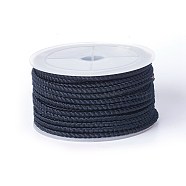 Polyester Braided Cord, Black, 3mm, about 8.74 yards(8m)/roll(OCOR-F010-B11)