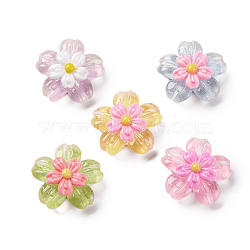 Opaque Resin Cabochons, Flowers, Mixed Color, 23x24x8.5mm(RESI-R455-01L)