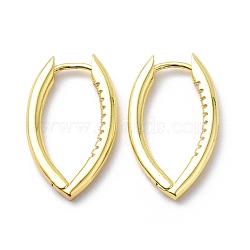 Clear Cubic Zirconia Horse Eye Hoop Earrings, Brass Jewelry for Women, Real 18K Gold Plated, 29.5x16x2.5mm, Pin: 1mm(EJEW-G333-03G)