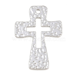 Textured Brass Connector Charm, Cross Links, Platinum, 50x35x1.5mm, Hole: 2.5mm(KK-CBA95AE-02C-P)