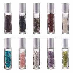 Gemstone Chip Bead Roller Ball Bottles, Glass Refillable Essential Oil Bottles, 86x19mm, 10pcs/set(AJEW-H101-01)