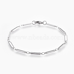 304 Stainless Steel Link Chain Bracelets, with Lobster Claw Clasps, Rectangle, Stainless Steel Color, 8 inch(20.2cm)(X-BJEW-P239-04)