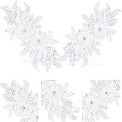 Polyester Embroidered Floral Lace Collar, Neckline Trim Clothes Sewing Applique Edge, with ABS Plastic Imitation Pearl, White, 180x360x6mm(DIY-WH0326-47D)