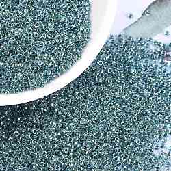 MIYUKI Round Rocailles Beads, Japanese Seed Beads, 15/0, (RR3205) Magic Emerald Marine Lined Crystal, 1.5mm, Hole: 0.7mm, about 5555pcs/10g(X-SEED-G009-RR3205)