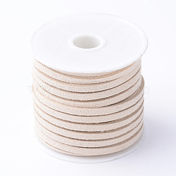 Faux Suede Cord, Faux Suede Lace, Wheat, 3x1.5mm, about 5.46 yards(5m)/roll, 25rolls/bag(LW-R003-1073)