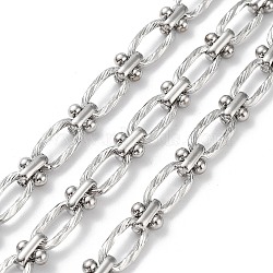 304 Stainless Steel Oval & Knot Link Chains, Unwelded, with Spool, Stainless Steel Color, 12x6x1.5mm, 7x6x4mm, 5m/roll(CHS-B005-03P)