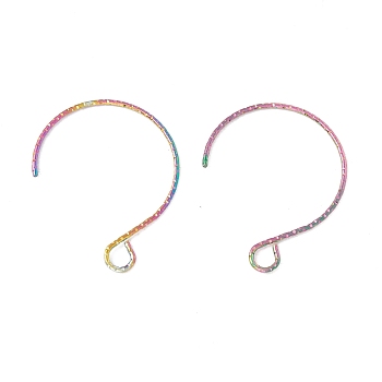 Rainbow Color Ion Plating(IP) 316 Surgical Stainless Steel Earring Hooks, with Horizontal Loops, 23.5x18mm, Hole: 3x2.6mm, 22 Gauge, Pin: 0.6mm