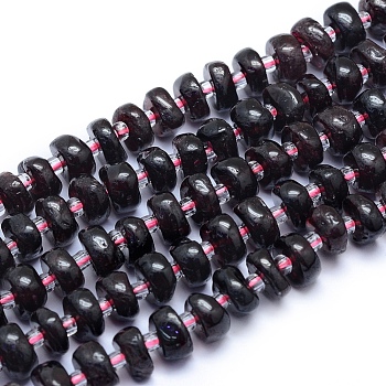 Natural Garnet Beads Strands, Nuggets, 7~8x3~4.5mm, Hole: 1mm, about 69pcs/strand, 15.55 inch(39.5cm)
