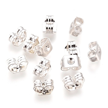 304 Stainless Steel Ear Nuts, Friction Earring Backs for Stud Earrings, Silver, 5x3.5x2.5mm, Hole: 0.8mm