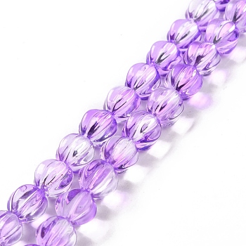 Transparent Glass Beads Strands, Lantern, Medium Purple, 10.5x9.5x10.5mm, Hole: 1mm, about 38pcs/strand, 15.24 inch(38.7cm)