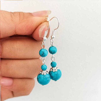 Blue colored stone gourd earrings with a unique temperament