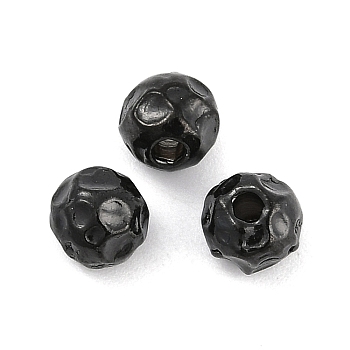 Textured 316 Surgical Stainless Steel Beads, Round, Black, 6mm, Hole: 1.5mm