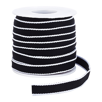 20 Yards Polyester Ribbon, for Garment Accessories, with 1Pc Plastic Empty Spool, Black, Ribbon: 3/8 inch(10mm)