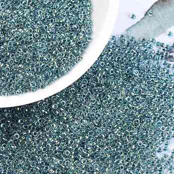 MIYUKI Round Rocailles Beads, Japanese Seed Beads, 15/0, (RR3205) Magic Emerald Marine Lined Crystal, 1.5mm, Hole: 0.7mm, about 5555pcs/10g