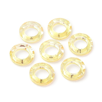 Electroplate Transparent Glass Linking Rings, Crystal Cosmic Ring, Prism Rings, Faceted, Round Ring, Gold, 14x3.5mm, Inner Diameter: 8mm