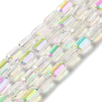 Electroplate Glass Beads Strands, Faceted, AB Color, Column, Clear AB, 3x5mm, Hole: 1mm, about 79pcs/strand, 15.75~16.14''(40~41cm)