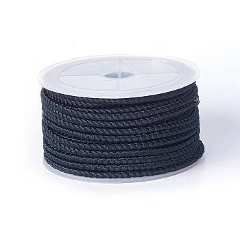 Polyester Braided Cord, Black, 3mm, about 8.74 yards(8m)/roll
