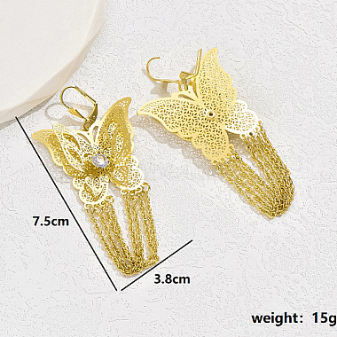 Iron Filigree Butterfly Dangle Leverback Earrings(SQ8048)-2