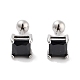 Carré 316 bouchons d'oreille chirurgicaux en acier inoxydable pavé de zircone cubique pour femmes hommes(EJEW-Z050-34C-02P)-1