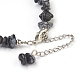 Natural Snowflake Obsidian Chip Beads Anklets(AJEW-AN00229-04)-3