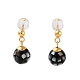 Boucles d'oreilles à tige en forme de boule de coquille de lèvre noire pour femmes(EJEW-E303-41G)-1