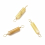 Natural Topaz Jade Connector Charms, with Light Gold Eco-Friendly Copper Wire Wrapped, Column, 22~23.5x4mm, Hole: 2.2~2.4mm